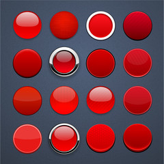 Red round high-detailed modern web buttons.