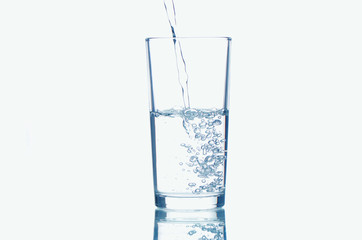 with a glass of water