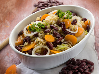 risotto with red beans carrots onions and celery