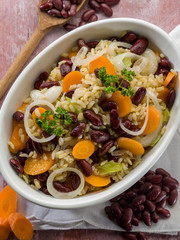 risotto with red beans carrots onions and celery