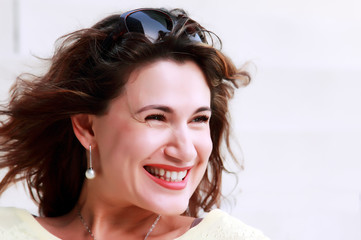 face portrait of a beautiful 35 years old woman
