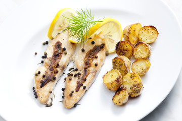 butterfish baked on pepper and anchovies