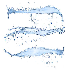 Collection of water splashes isolated on white background