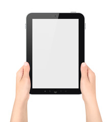 Holding Tablet PC In Hands Isolated