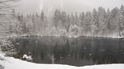 Schneetreiben über Christlesee bei Oberstdorf