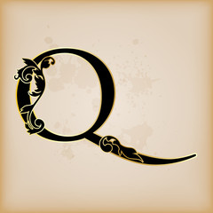 Vintage initials letter q
