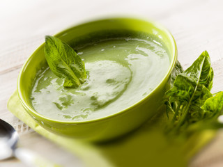 spinach soup, vegetarian food,selective focus