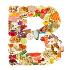 Letter B made of food
