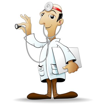 Doctor Cartoon with Stethoscope-Dottore con Stetoscopio-Vector
