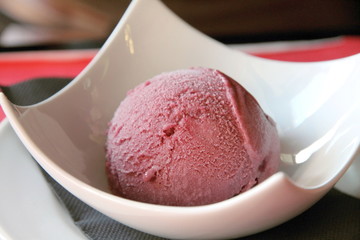 Ball of raspberry ice cream