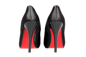 A pair of black women's heel shoes with clipping path.