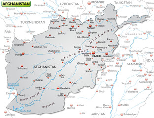 Landkarte von Afghanistan und Umgebung