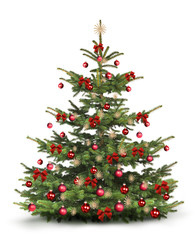 Weihnachtsbaum mit Rotem Christbaumschmuck