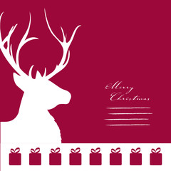 Rentier auf rotem Hintergrund mit Geschenken