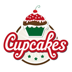 Cupcakes Button in Rot / Grün