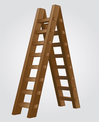 wooden isolated ladder perspective view vector illustration