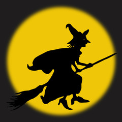Halloween witch in thefull moon