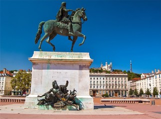 Place Bellecour à Lyon, France.