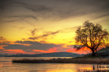 Sunset at the lake in Ireland
