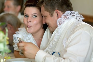 Bride and groom in one soup