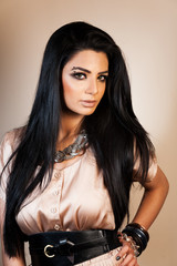 beauty shot of attractive mixed race female fashion model