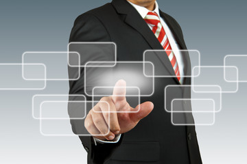businessman hand pushing screen