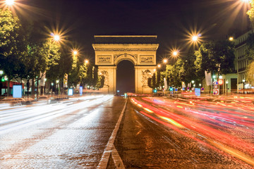 Road to the Champs Elysees at night