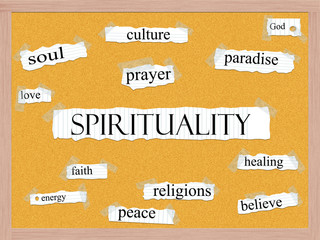Spirituality Corkboard Word Concept