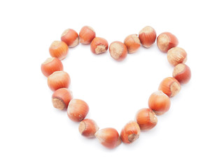 heart of the hazelnuts on a white background