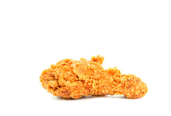 Fried chicken pieces isolated on white background