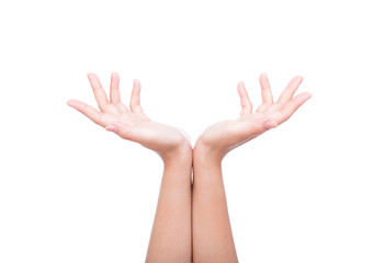 Two hands isolated on white background