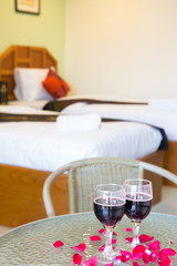 Wine glasses on the table