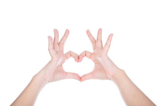 Hand make a heart shape Isolated on white background