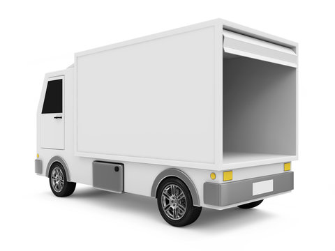 White Delivery Van On White Background