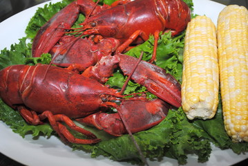 Cooked Lobsters with Fresh Corn