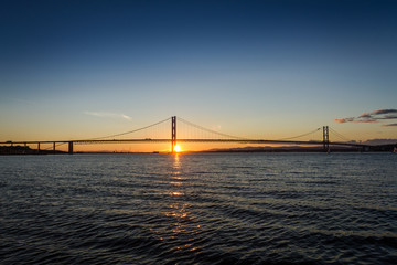Sunset over river in Queensferry