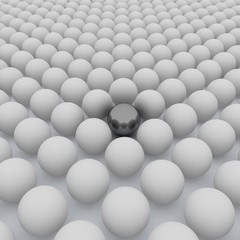 3d the chromeplated sphere in a congestion of spheres