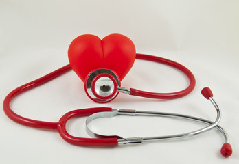 Red stethoscope and red heart