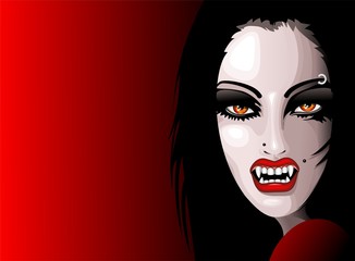 Vampire Girl's Portrait-Halloween-Ritratto Donna Vampiro-Vector