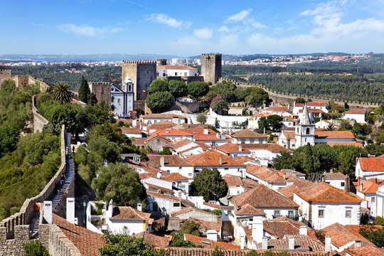 Blick auf Obidos, Portugal