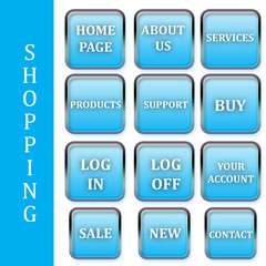 web buttons blue shopping