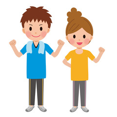 スポーツをする男女