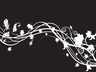 floral black and white abstract design