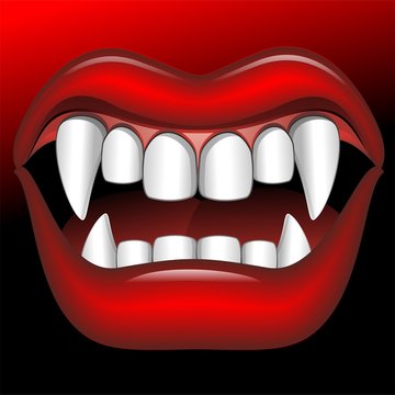 Vampire Mouth Fierce Halloween-Bocca di Vampiro Feroce-Vector