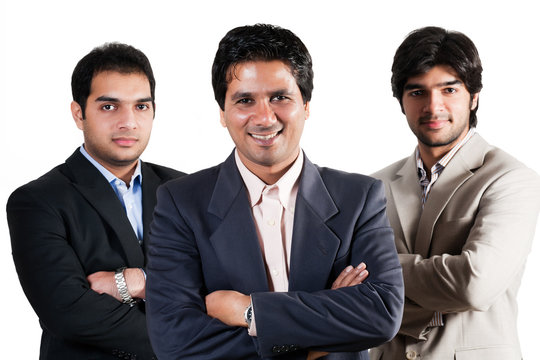 team of indian businessmen with leader