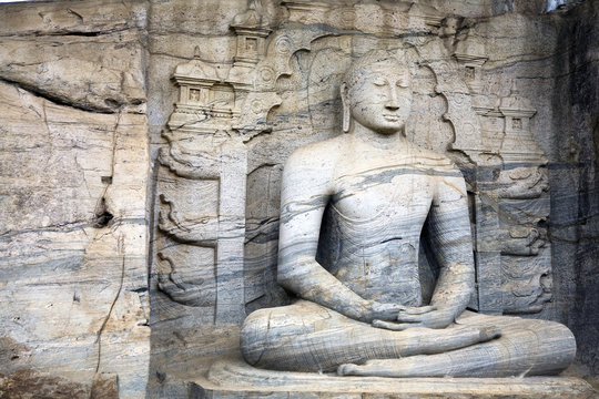 Statue of Lord Buddha in Gal Vihara at Polonnaruwa, Sri Lanka.