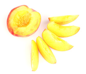 ripe peach isolated on white.