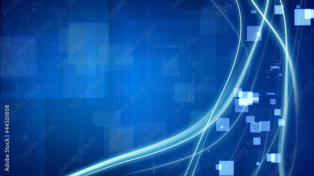 Poster flowing lines and squares blue loopable background