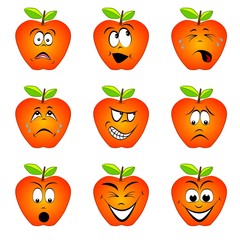Äpfel mit lustigen Gesichtern