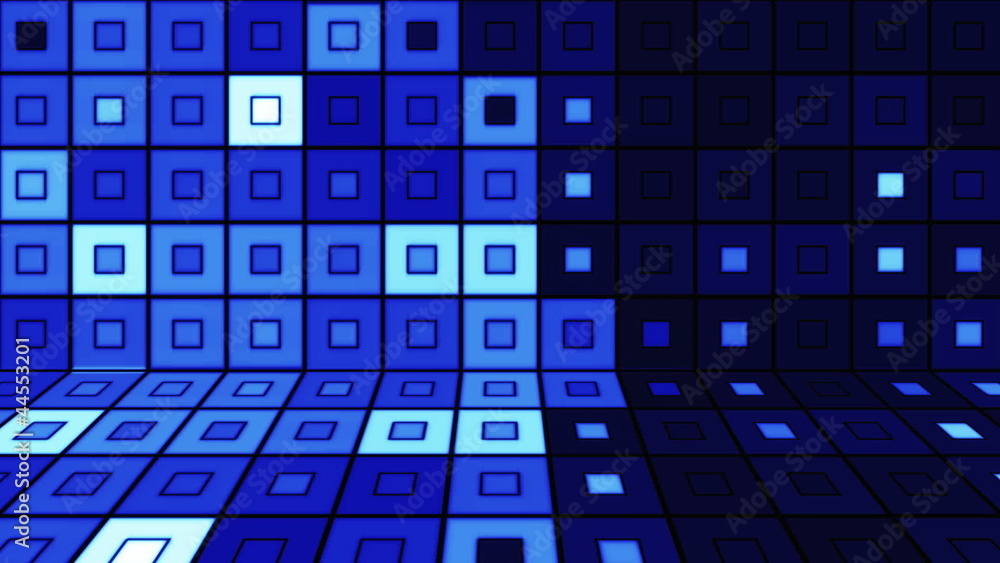 Poster beaming blue squares disco loopable background
